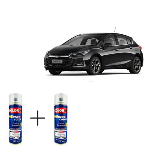 Spray Automotivo Preto Ouro Negro GM + Verniz Spray 300ml