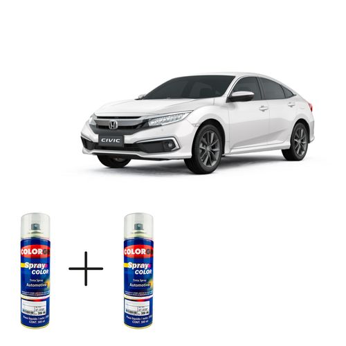 Spray Automotivo Branco Estelar Perola NH879 Honda + Verniz Spray 300ml