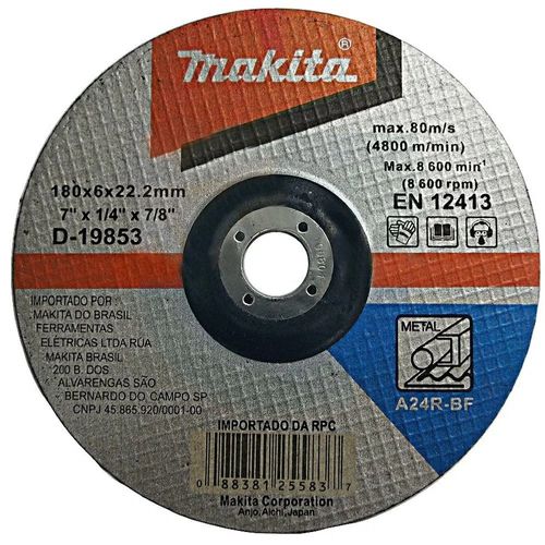 Disco de Corte Desbaste Abrasivo 180mm - Makita D-19853-5