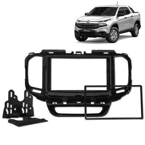 Moldura do Painel 2 Din Fiat Toro 2016 a 2023 Black Piano Padrão Japonês e Chinês