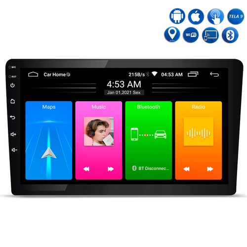 Central Multimídia 10 Polegadas Android 11.0 Roadstar RS1001BR Plus GPS Wifi Bluetooth USB