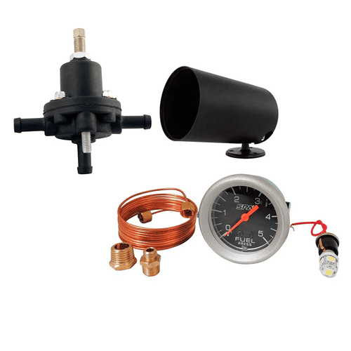 DOSADOR DE COMBUSTÍVEL COMPOSITE PARA MOTORES INJETADOS + MANÔMETRO DE PRESSÃO DE COMBUSTÍVEL 5 BAR 52 MM + SUPORTE GRÁTIS