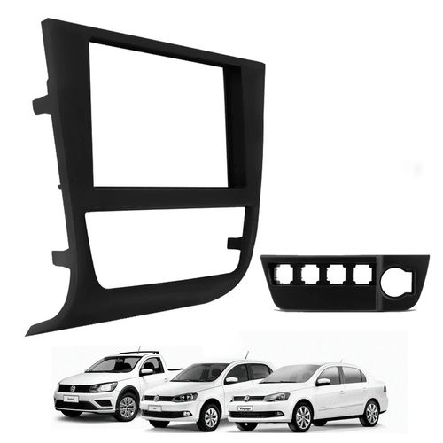 Moldura do Painel 2 Din Gol Voyage Saveiro G6 2013 a 2016 Com Moldura Botão Preto