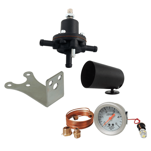 DOSADOR COMBUSTÍVEL COMPOSITE MOTORES CARBURADOS COM SUPORTE + MANÔMETRO DE COMBUSTÍVEL 5 BAR 52 MM COM SUPORTE SPA TURBO