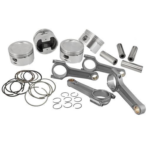 Kit forjado GM/Chevrolet Família 2 2.0 / 2.2 8V côncavos: Pistões forjados Super A + Aneis + Pinos + Travas + Bielas forjadas 143mm Basic