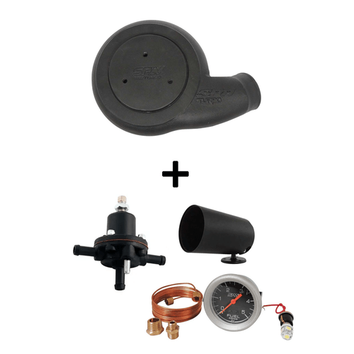 Tampa de pressurização (Mufla) Hi-Flow p/ carburador 2E/3E Turbo C + DOSADOR DE COMBUSTÍVEL COMPOSITE + MANÔMETRO DE PRESSÃO COMBUST. 5 BAR 52 MM