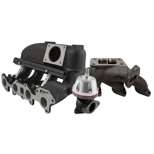 Combo Chevette: Coletor Pulsativo T3 + COLETOR ADMISSÃO INJETADO TIPO PLENUM TBI LATERAL 4 Bicos Preto + Wastegate MCSI SR2 Booster