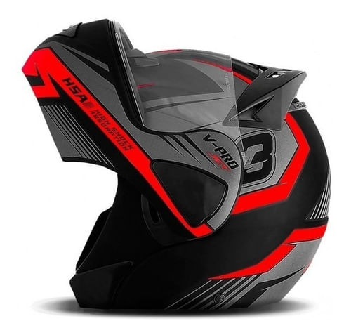Capacete V Pro Jet 3 Carbon Cinza/vermelho 60