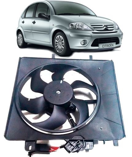 Eletroventilador Ventoinha Radiador Citroen C3 1.4 8V e 1.6 16V de 2003 A 2008 Com Modulo