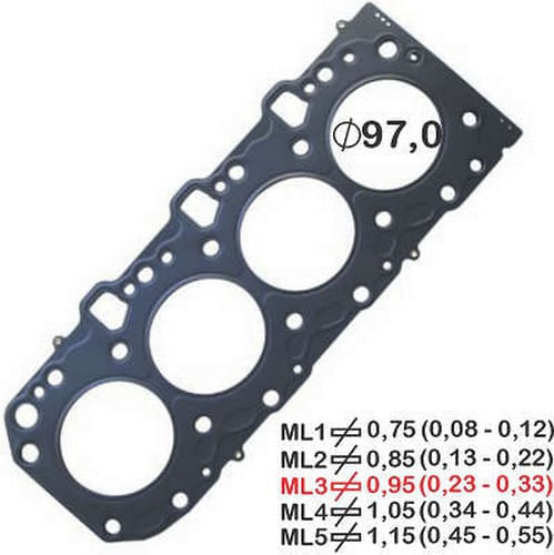 JUNTA DO CABECOTE - TOYOTA HILUX LANDCRUISER 3.0TD 0,95MM