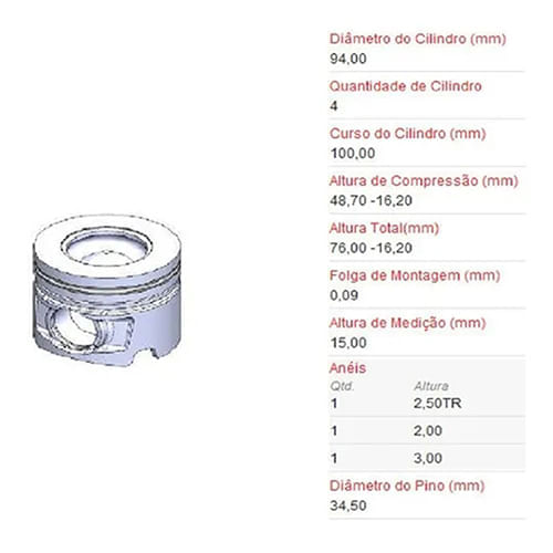 PISTAO - MAXION S4 P4000 MF610 290 5290 283 275