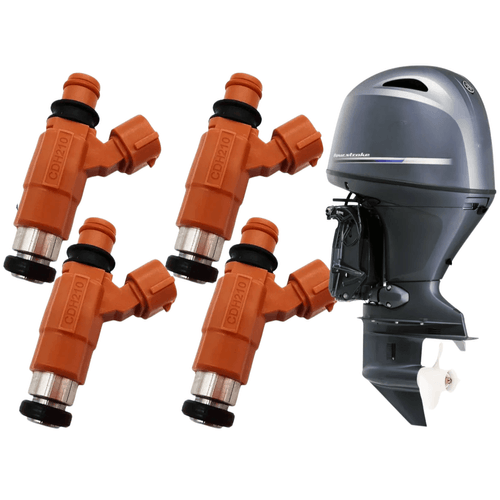Kit 4 Bico Injetor Motor de Popa Yamaha 115 Hp 4 Tempos de 2001 À 2011