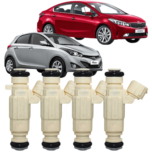 Kit 4 Bico Injetor Hb20 Cerato e Kia Soul 1.6 16V Flex de 2012 À 2019 - 35310-2B030