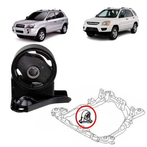Coxim motor frontal Hyundai Tucson 2.4/2.7 2004 A 2015/ Kia Sportage 2004 A 2010