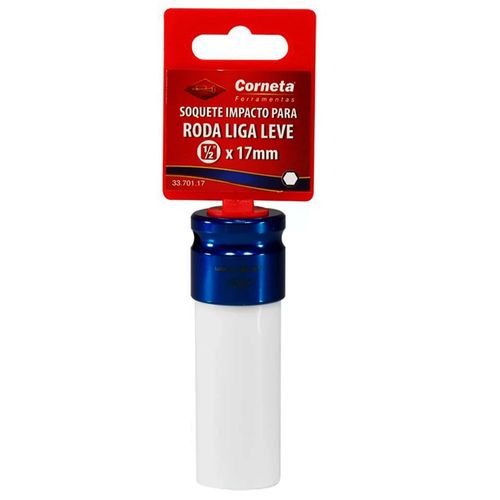 Soquete de Impacto Longo de Encaixe 1/2 - 17mm - Com Proteção de Nylon - 3370117 - CORNETA
