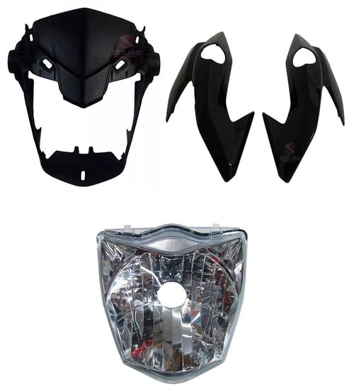 Farol Titan160 Carenagem Farol Abas Laterais Preta