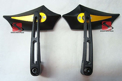 Espelho Retrovisor Sport Preto C/ Dourado Honda, Yamaha, Suzuki, Dafra, Sundown (PAR)