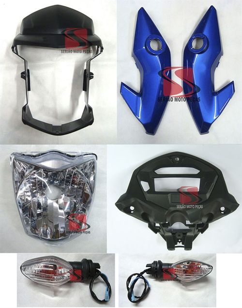 Farol Fan150 2014 Titan150 2014 Frontal Piscas Suporte Painel Bananinha Azul (Par)