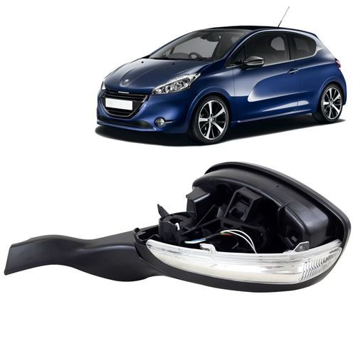 Espelho Retrovisor Externo Controle Elétrico com Pisca e sem Capa Peugeot 208 Todos 2013 em Diante