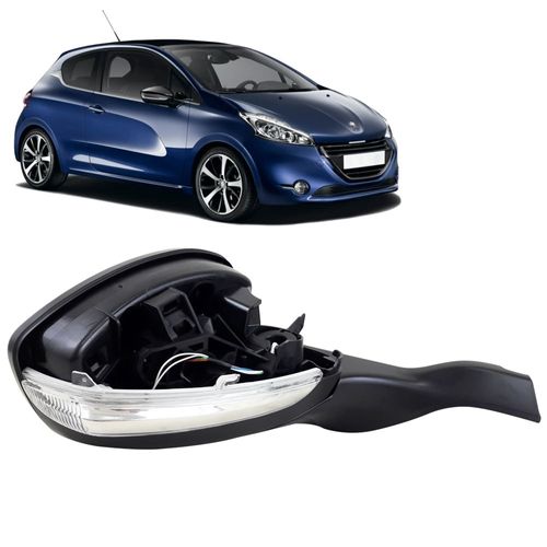 Espelho Retrovisor Externo Controle Elétrico com Pisca e sem Capa Peugeot 208 Todos 2013 em Diante