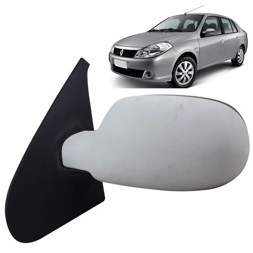 Espelho Retrovisor Externo Controle Elétrico Base Plástico Prime para Pintar Renault Symbol 2009 até 2013