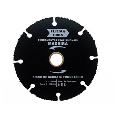 Disco de Serra com Tungstênio 110 x 20mm Para Madeira  - Fertak