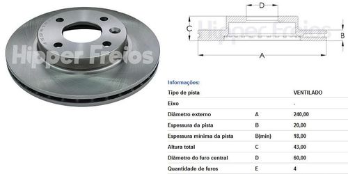 Disco Freio Dianteiro Cobalt 1.4 1.8 2012 Ventilado