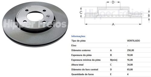 Disco Freio Dianteiro Gol G5 2008 Ventilado Aro 14