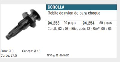 Grampo Parachoque Toyota Corolla 2012
