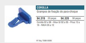 Grampo Fixacao Parachoque Toyota Corolla 02 08 Hilux 92 05 P